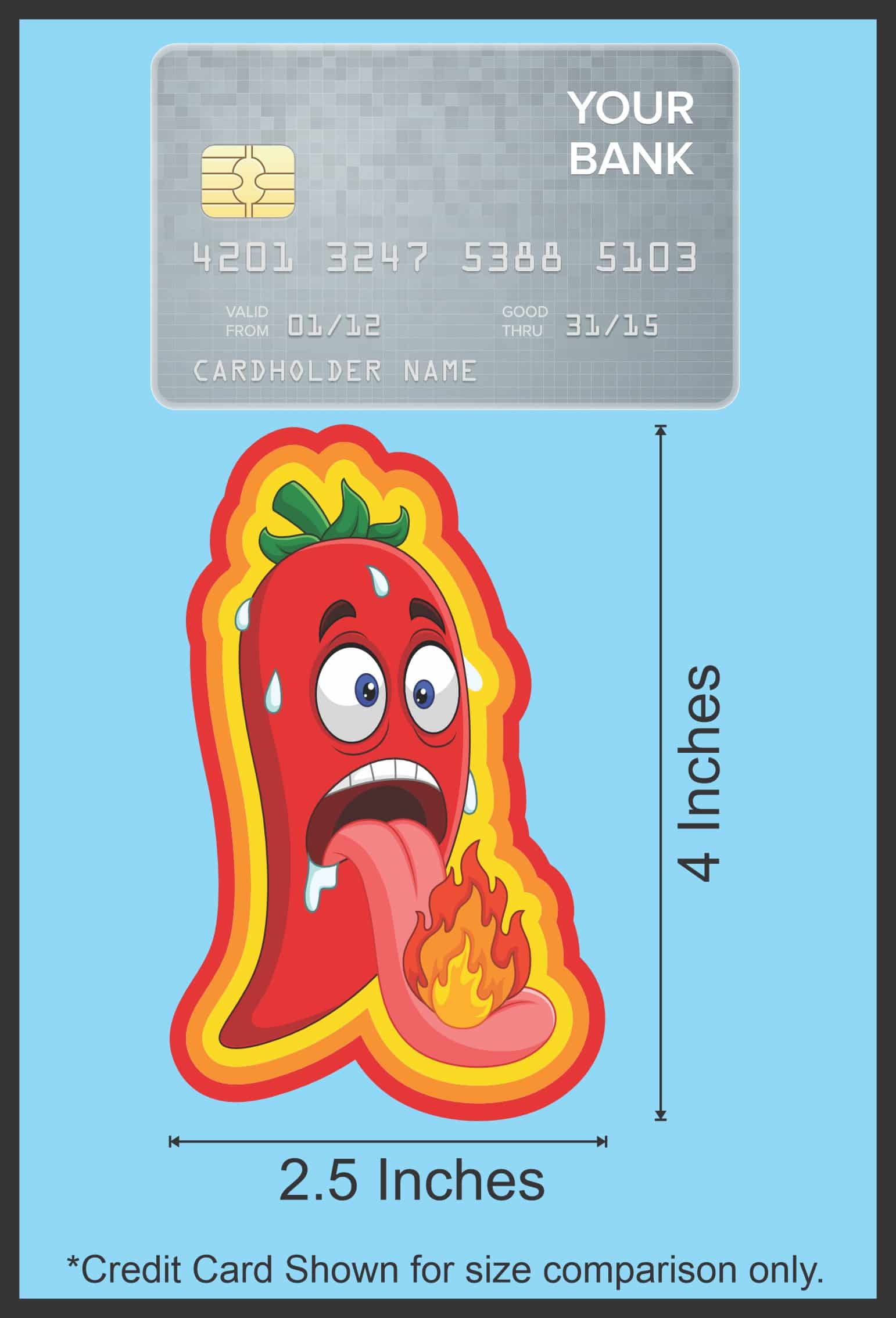 StickerTalk Chili Pepper with Tongue on Fire, 2.5 inches by 4 inches