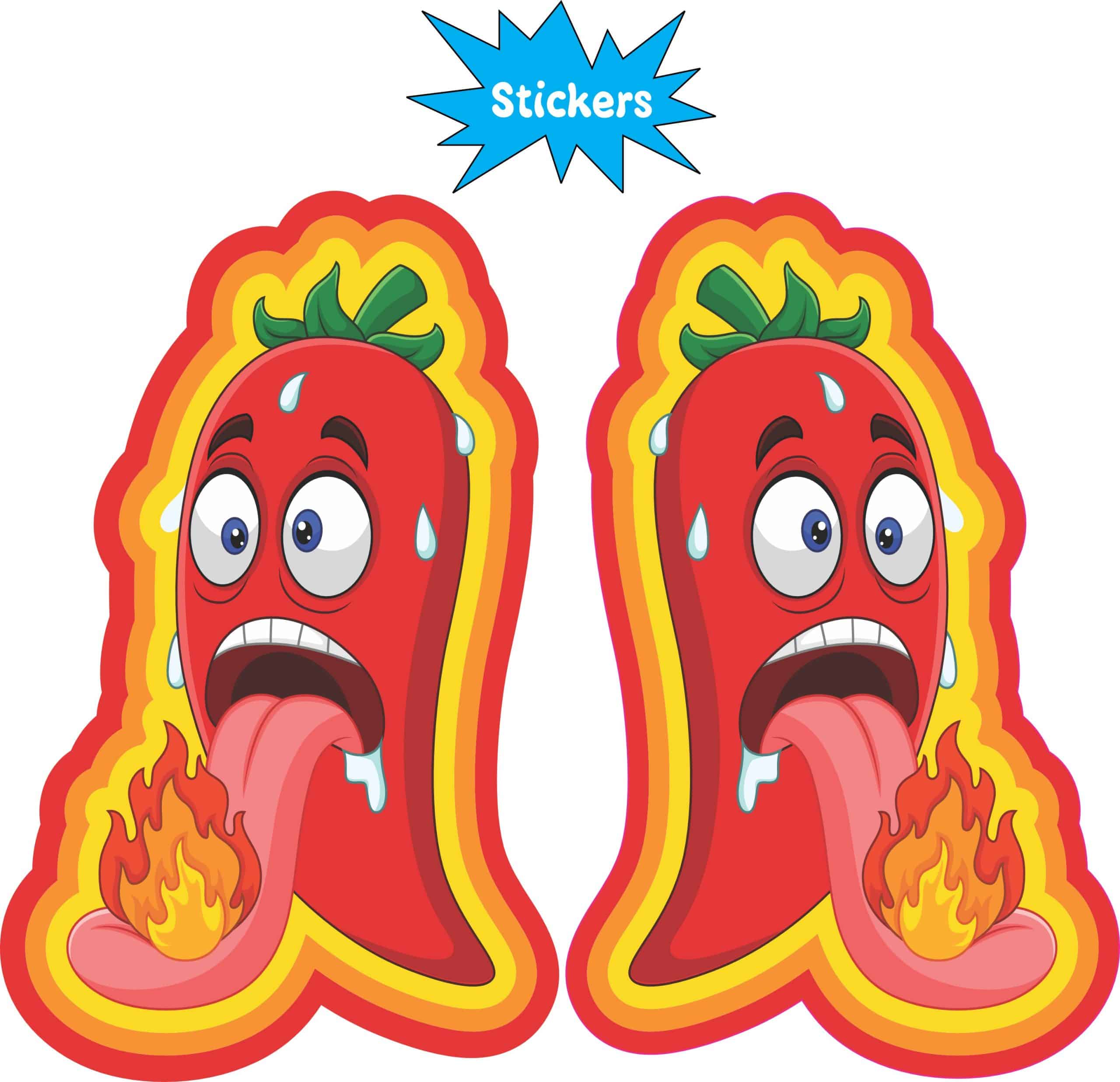 StickerTalk Chili Pepper with Tongue on Fire, 2.5 inches by 4 inches