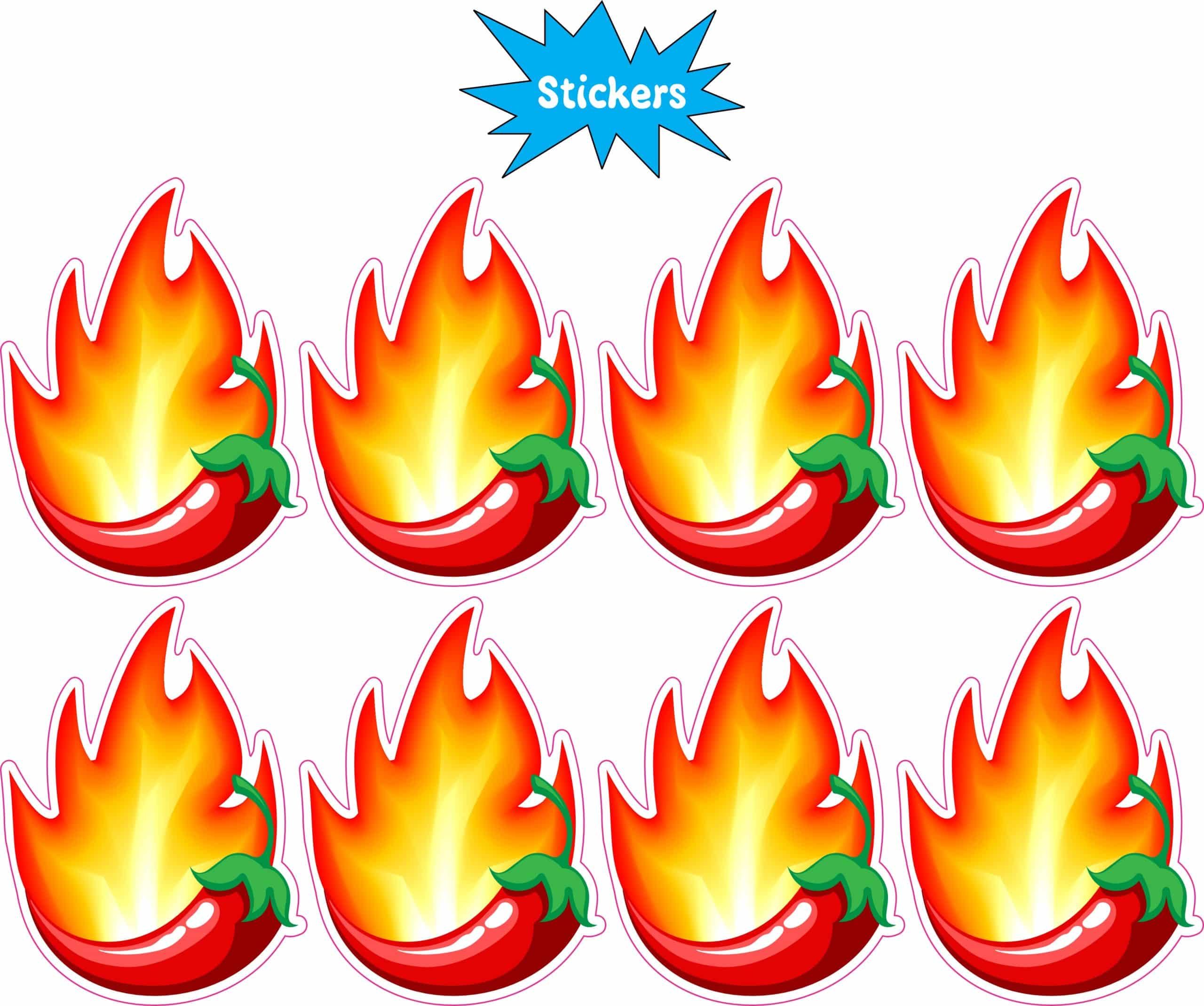 StickerTalk Spicy Flaming Pepper Stickers, 1.5 inches by 2 inches