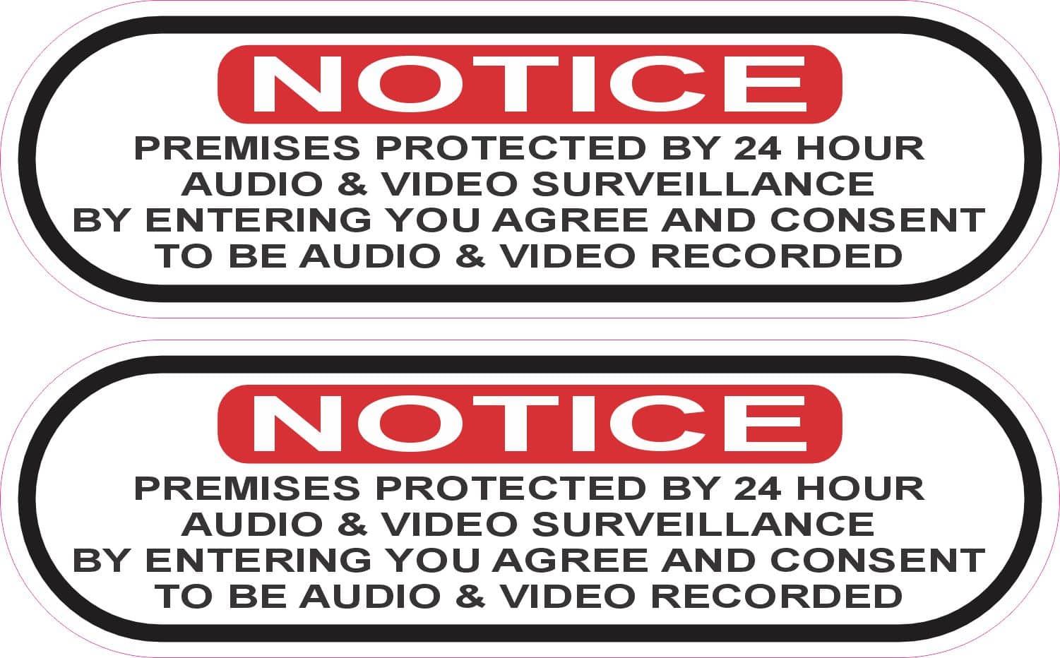 StickerTalk Premises Protected By Audio and Video Recording, 5 inches by 1.5 inches