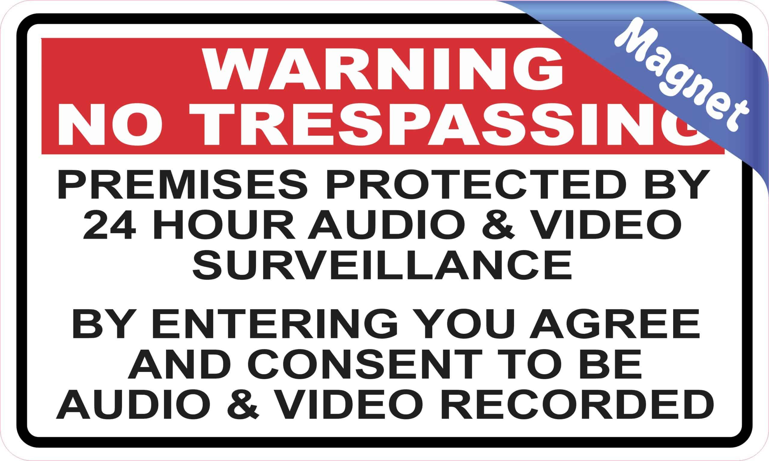 StickerTalk Warning No Trespassing Audio & Video Vinyl Magnet, 5 inches by 3 inches