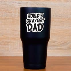StickerTalk, World's Okayest Dad Vinyl Sticker, 2.5 inches by 2.5 inches