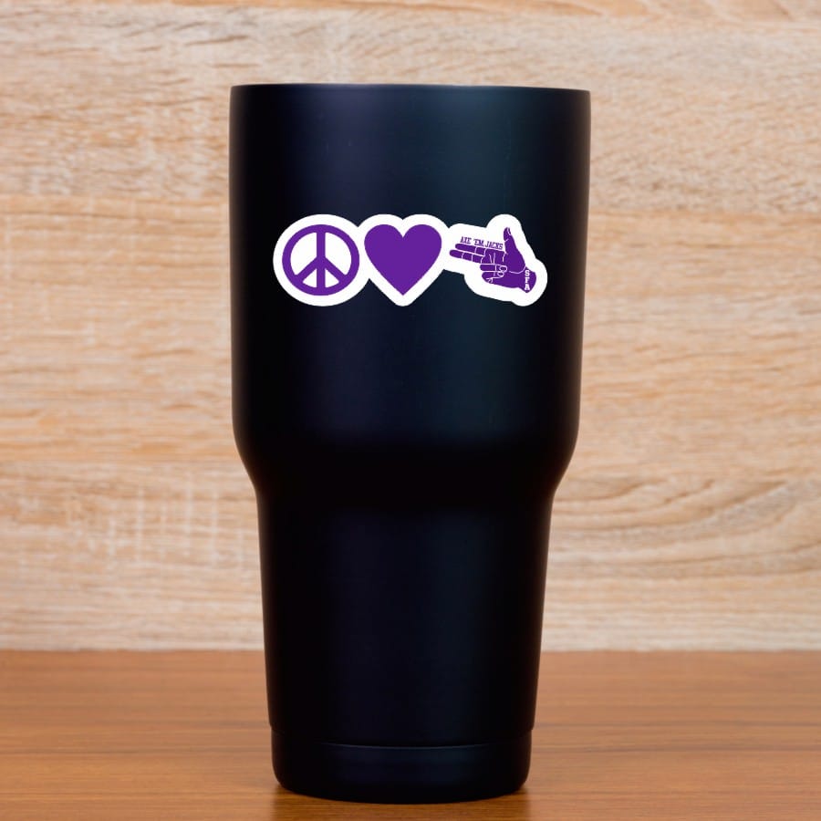 StickerTalk SFA Peace Love Jacks Sticker, 3 inches by 1 inches