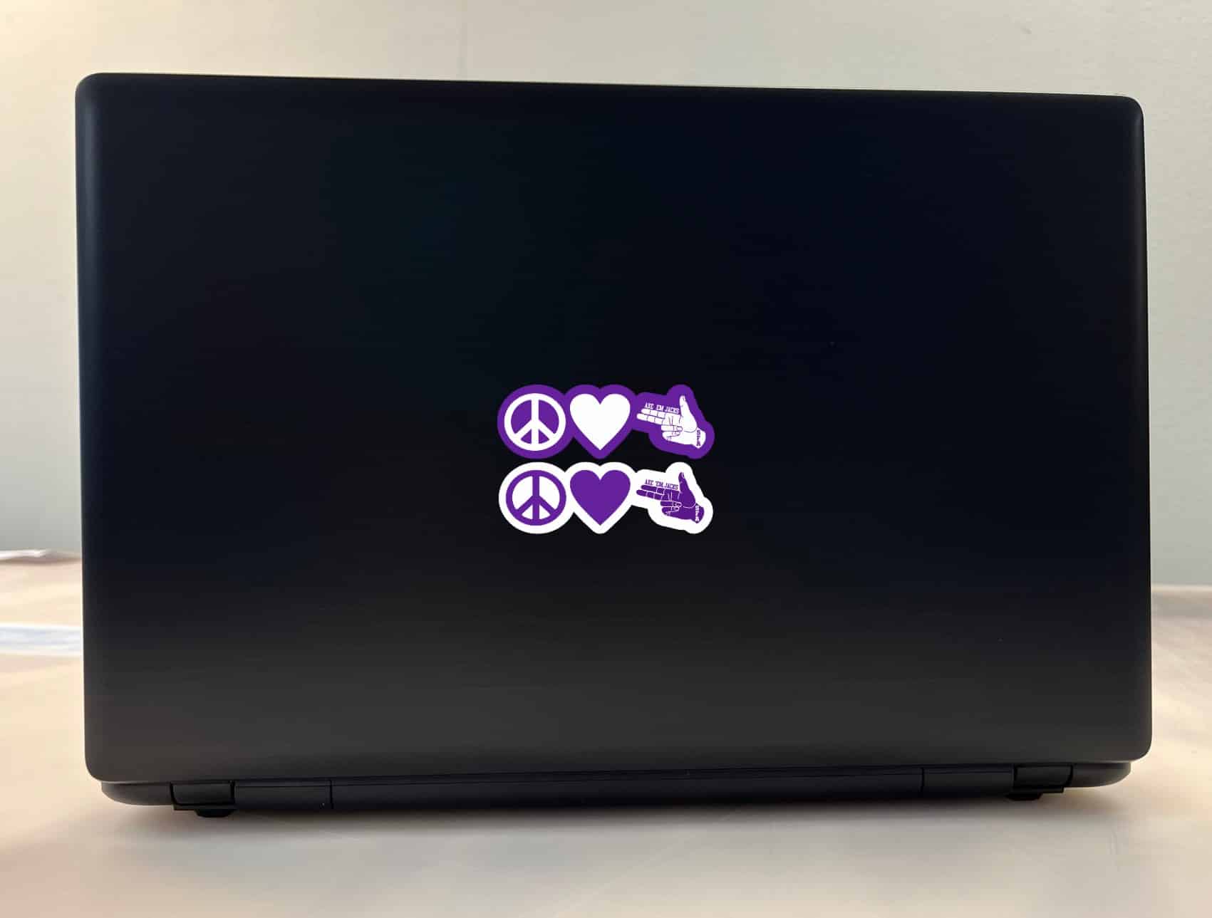 StickerTalk SFA Peace Love Jacks Sticker, 3 inches by 1 inches