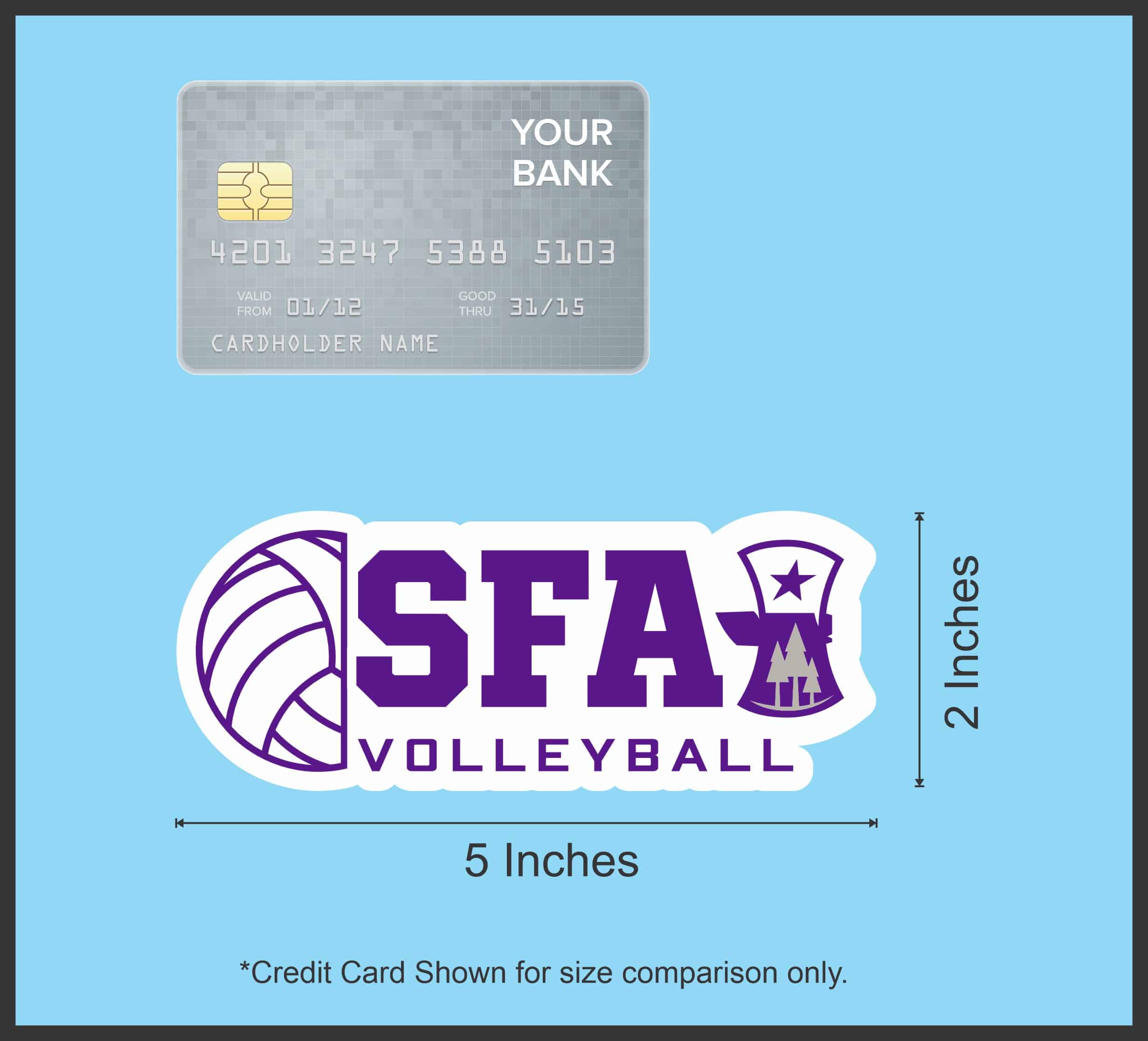 StickerTalk SFA Volleyball Sticker, 5 inches by 2 inches