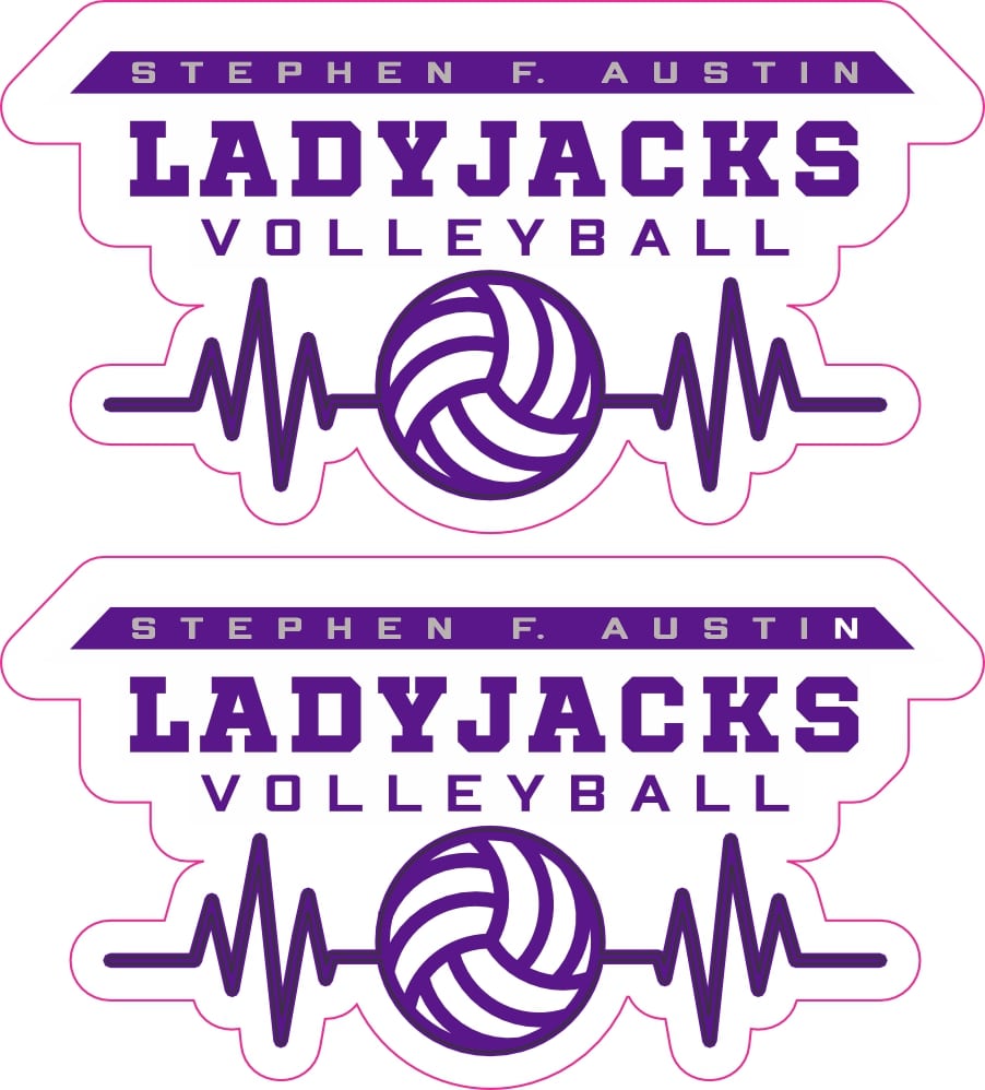 StickerTalk Ladyjacks Volleyball Sticker, 3 inches by 1.6 inches