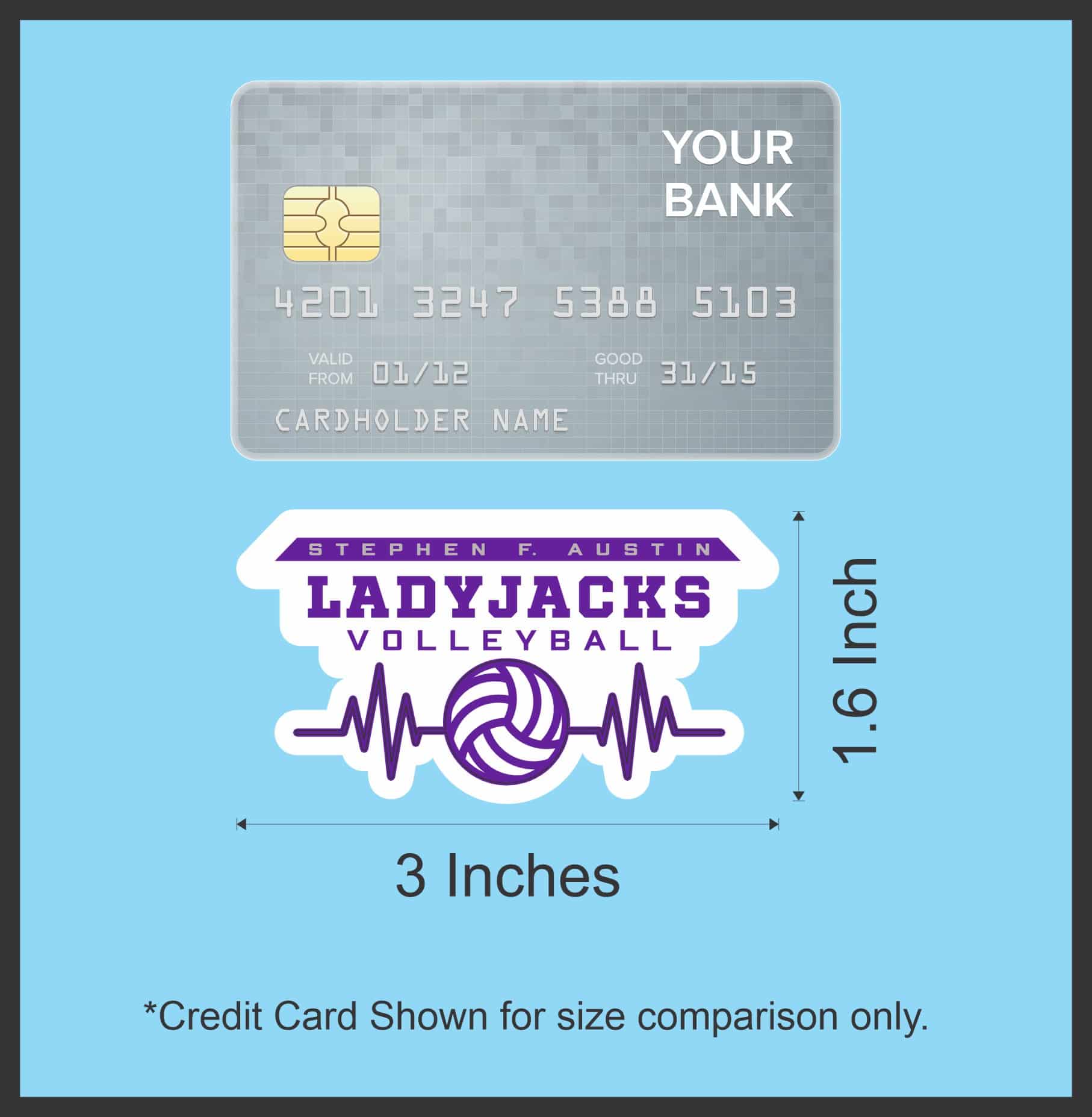 StickerTalk Ladyjacks Volleyball Sticker, 3 inches by 1.6 inches