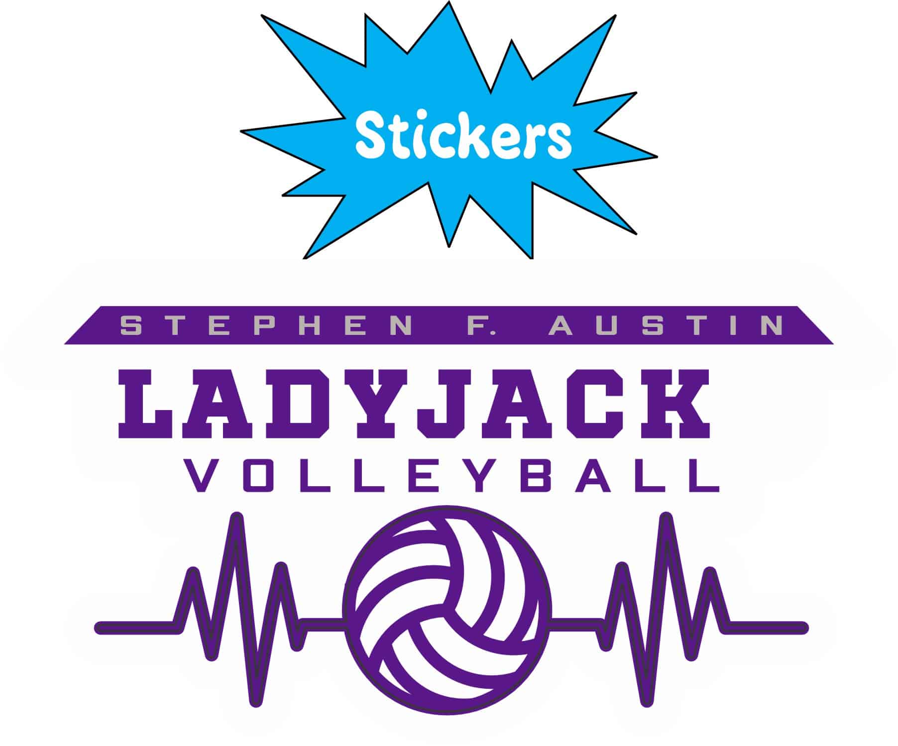 StickerTalk Ladyjacks Volleyball Sticker, 3 inches by 1.6 inches