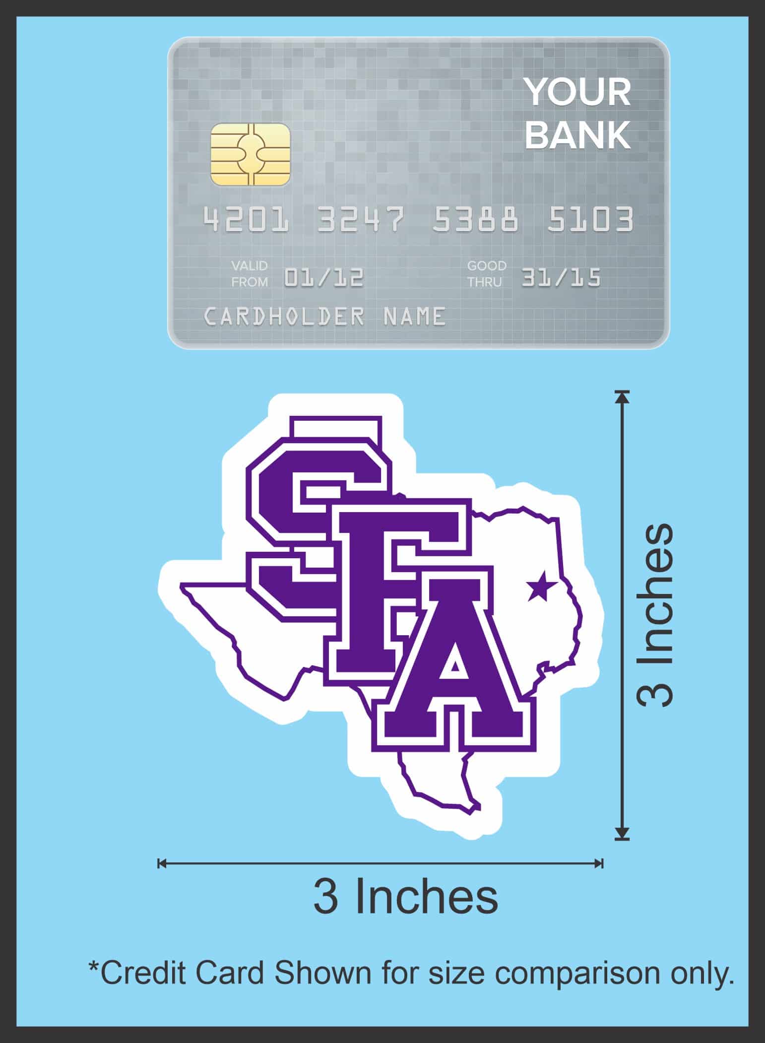 StickerTalk Stephen F. Austin SFA Stickers, 3 inches by 3 inches
