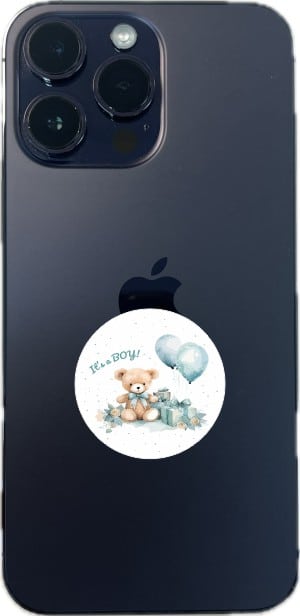 StickerTalk It's a Boy Teddy Bear, 1.5 inches by 1.5 inches