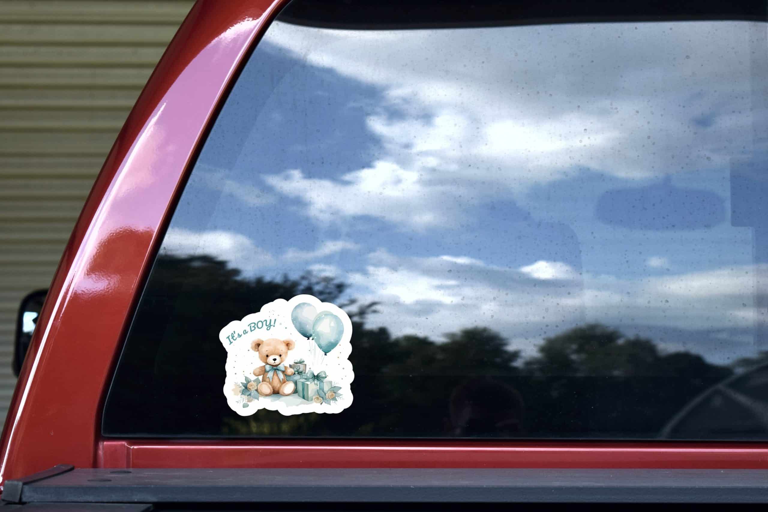 StickerTalk It's a Boy Teddy Bear Sticker, 5 inches by 4.5 inches