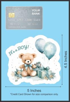 StickerTalk It's a Boy Teddy Bear Sticker, 5 inches by 4.5 inches