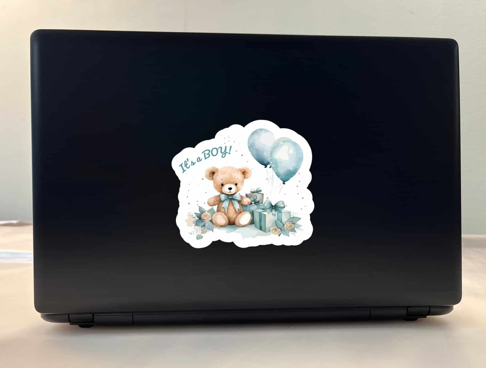 StickerTalk It's a Boy Teddy Bear Sticker, 5 inches by 4.5 inches