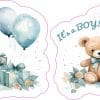 StickerTalk It's a Boy Teddy Bear Sticker, 3 inches by 2.5 inches