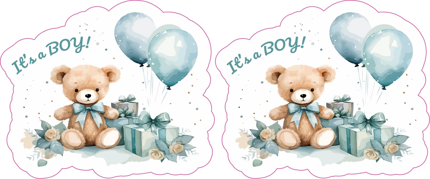StickerTalk It's a Boy Teddy Bear Sticker, 3 inches by 2.5 inches