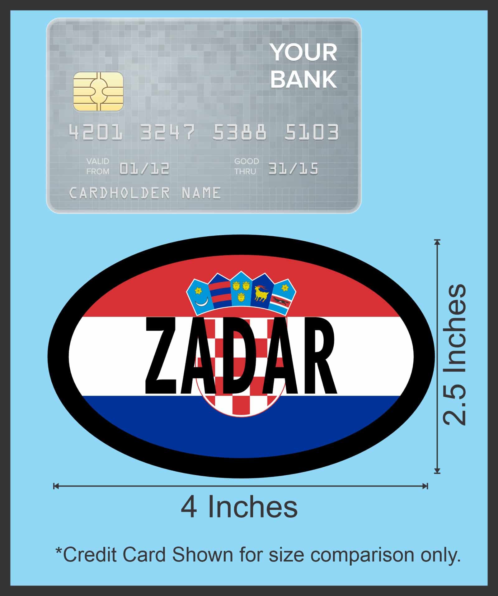 StickerTalk Zadar Croatia Flag Oval Sticker, 4 inches by 2.5 inches