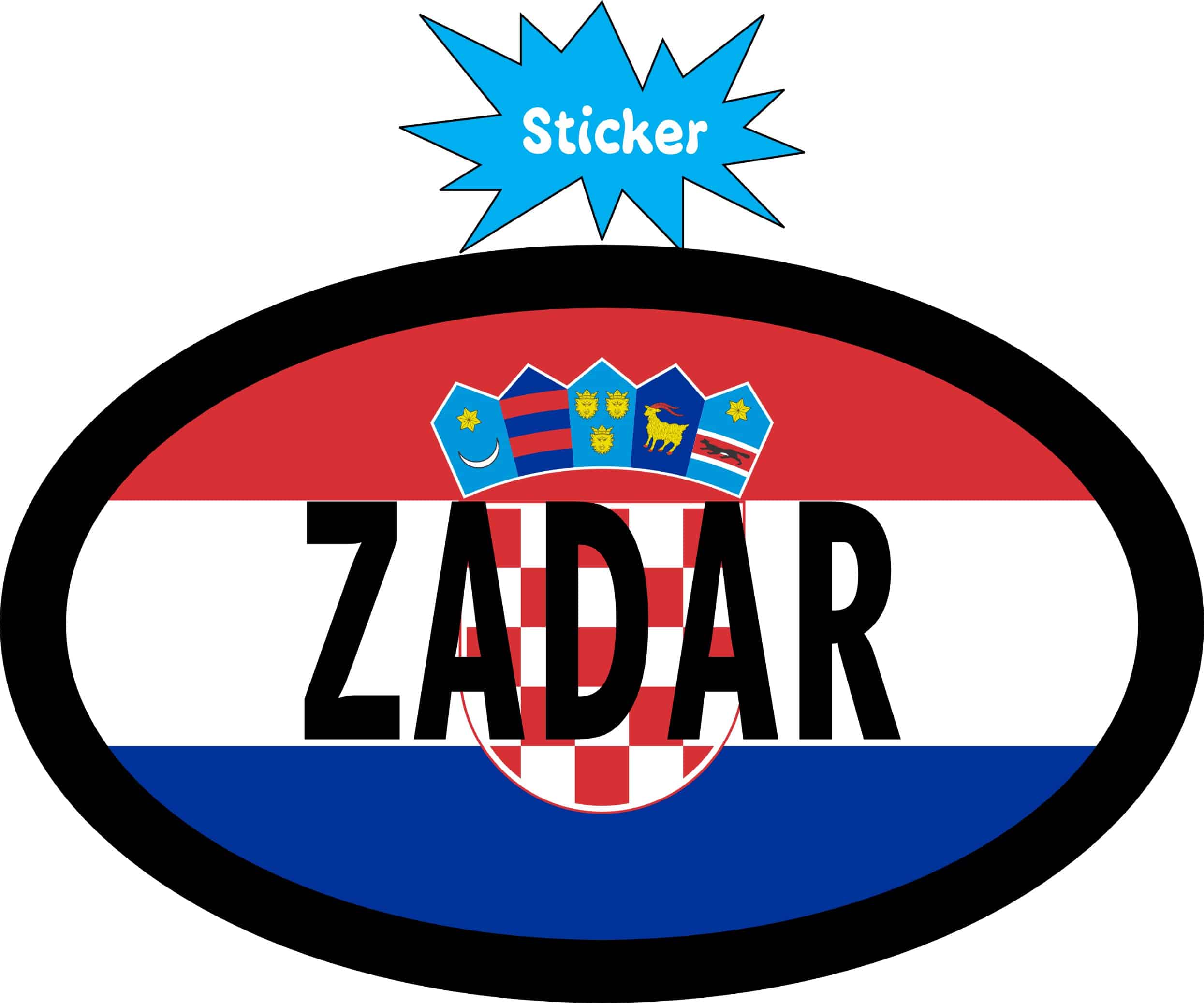 StickerTalk Zadar Croatia Flag Oval Sticker, 4 inches by 2.5 inches