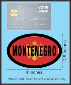StickerTalk Montenegro Flag Oval Sticker, 4 inches by 2.5 inches