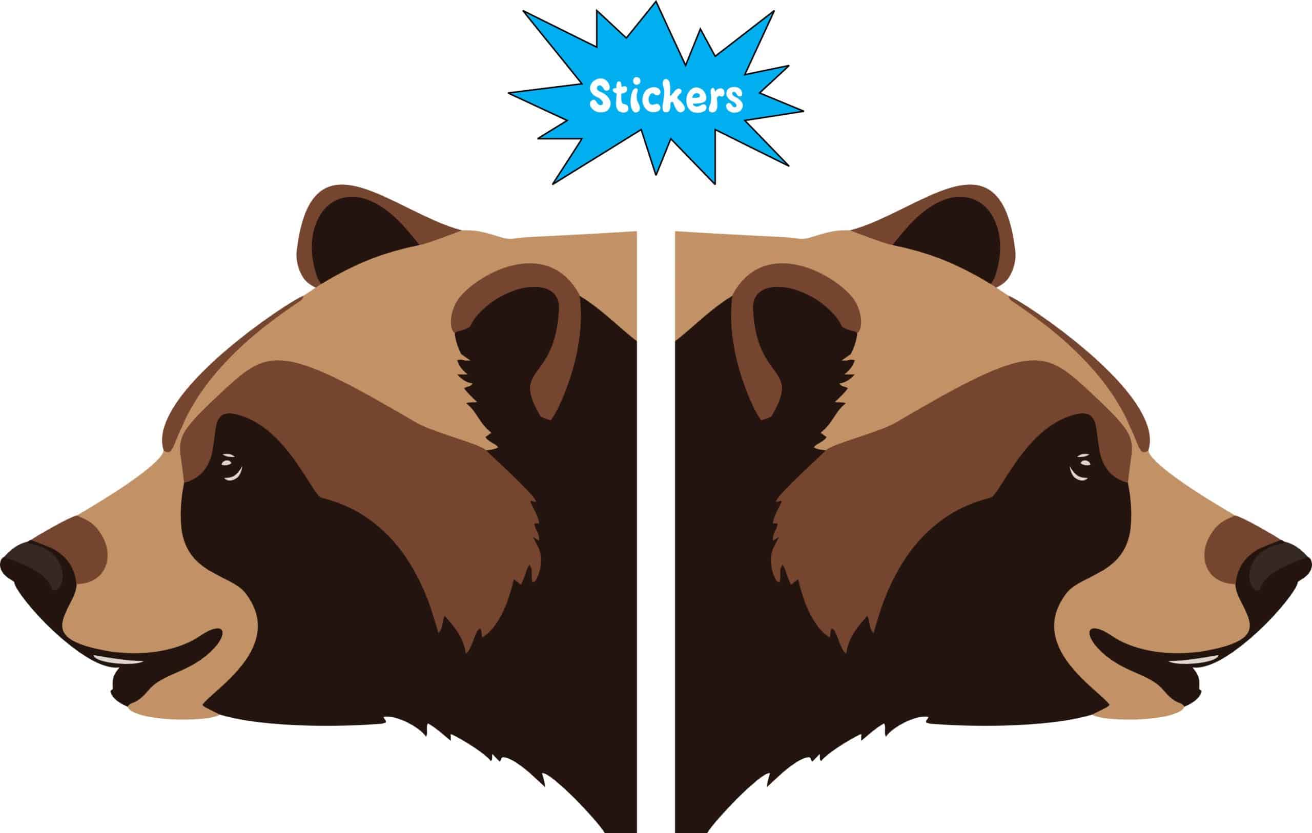 StickerTalk Bear Heads Vinyl Stickers, 3 inches by 3 inches