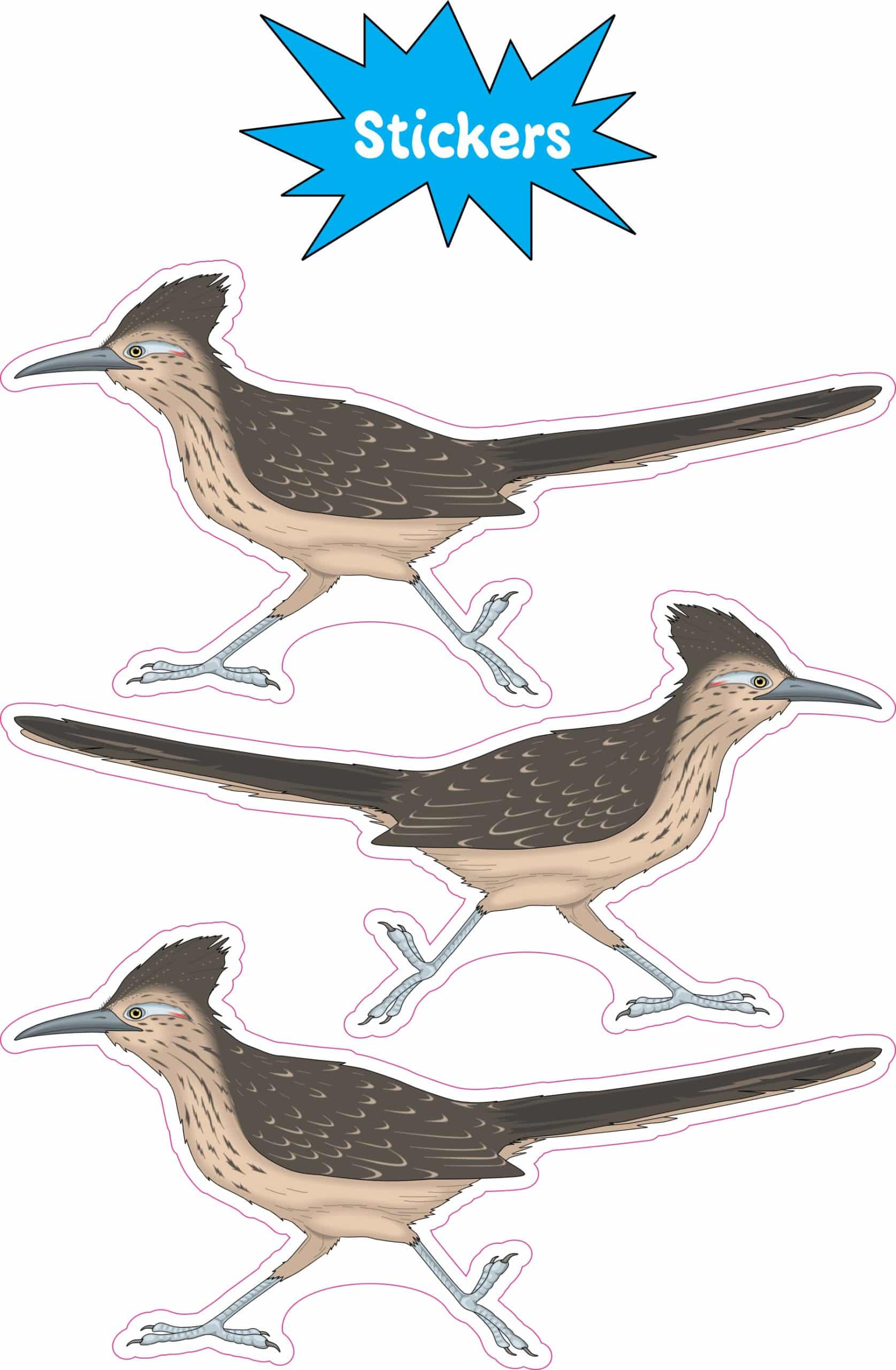 StickerTalk Roadrunner Bird Sticker, 3 inches by 1.5 inches
