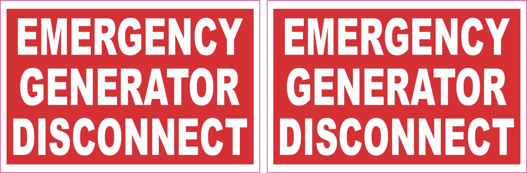 StickerTalk Emergency Generator Disconnect Sticker, 3 inches by 2 inches