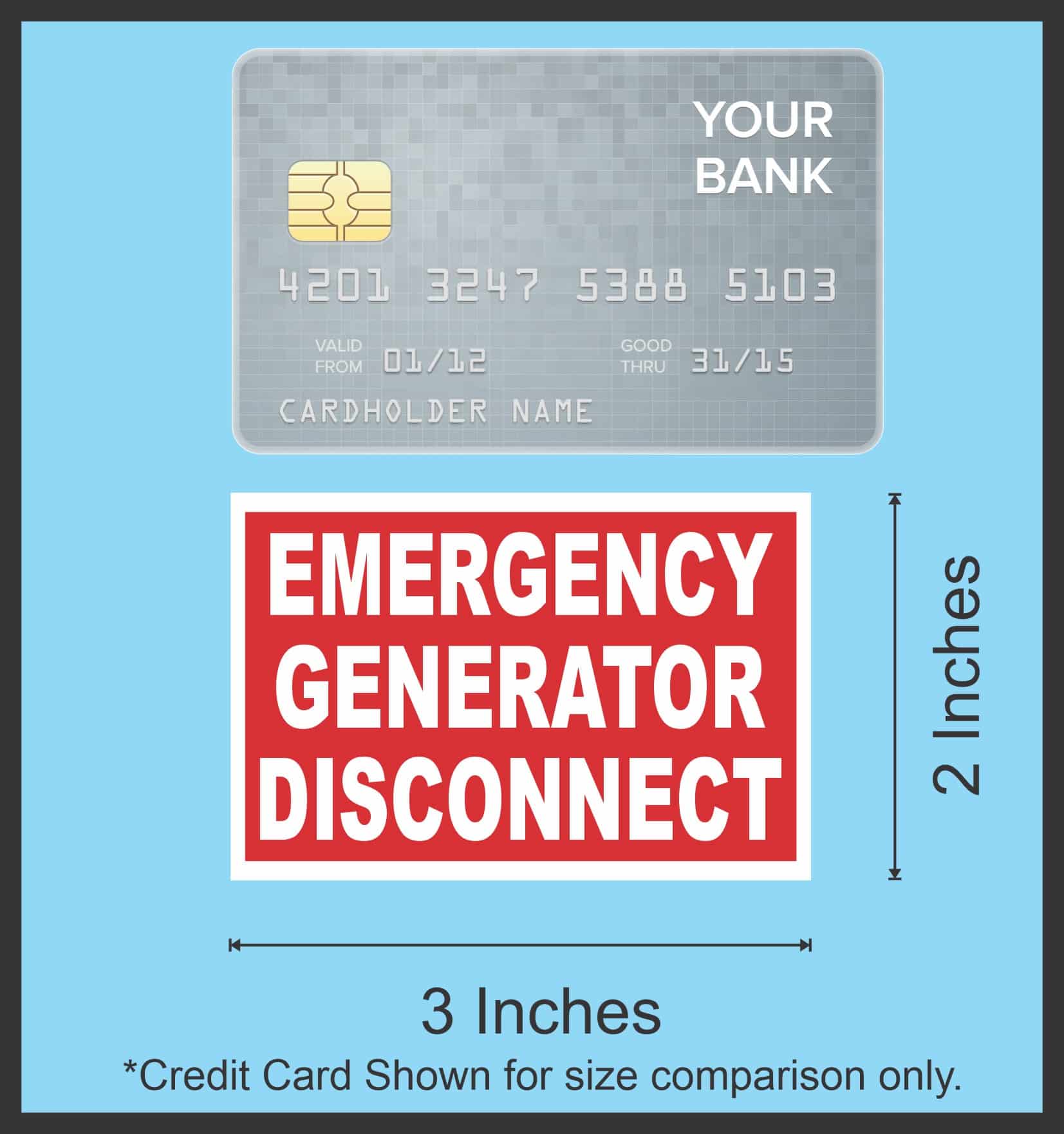 StickerTalk Emergency Generator Disconnect Sticker, 3 inches by 2 inches