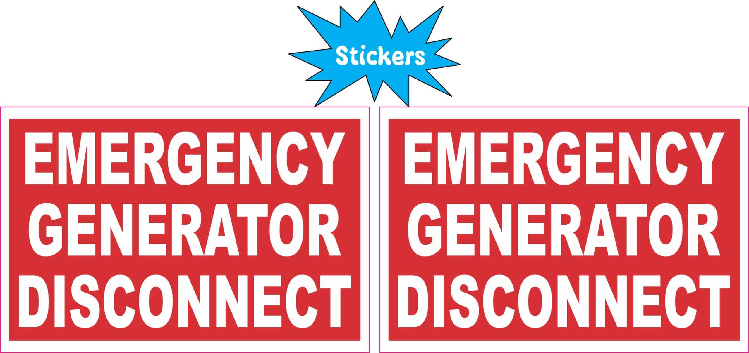 StickerTalk Emergency Generator Disconnect Sticker, 3 inches by 2 inches