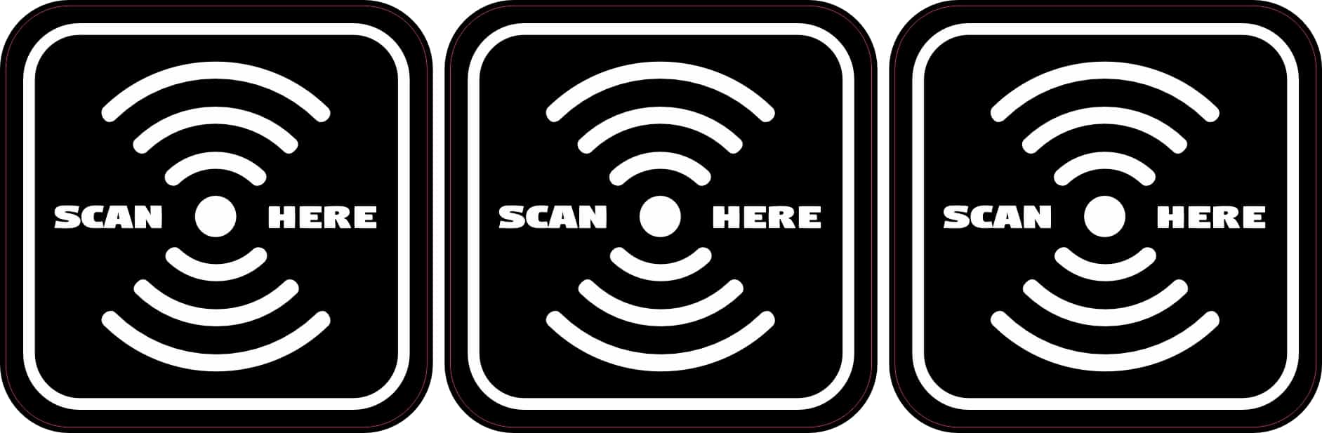 StickerTalk Scan Here Sticker, 2 inches by 2 inches