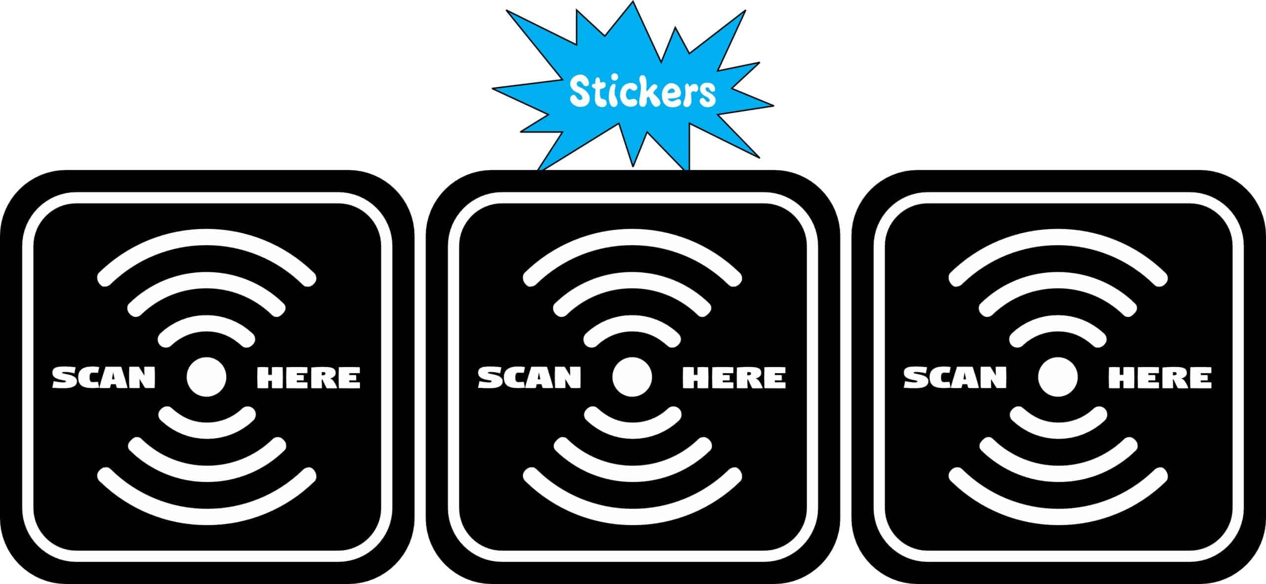 StickerTalk Scan Here Sticker, 2 inches by 2 inches