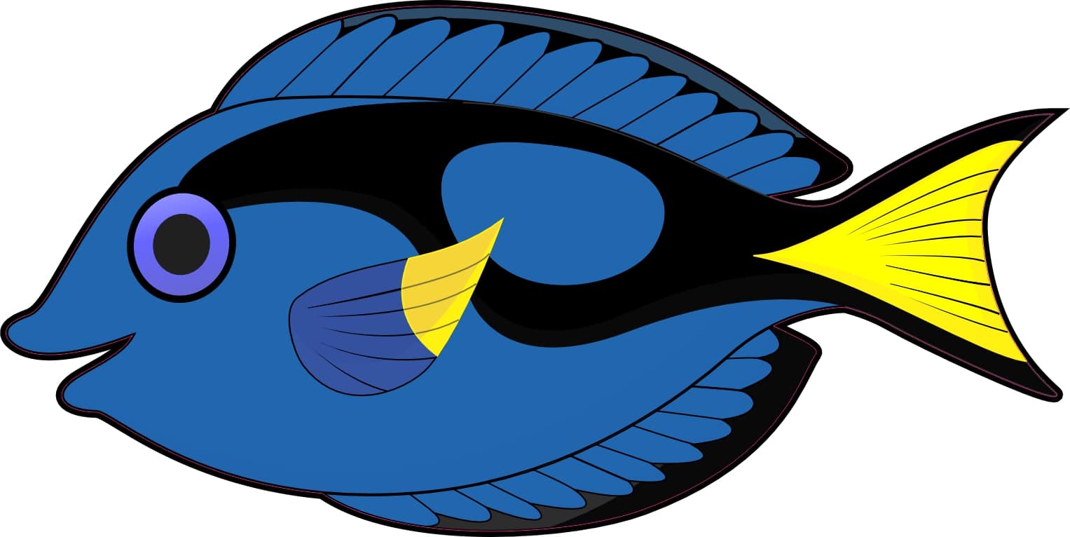 StickerTalk Blue Tang Fish Sticker, 5 inches by 2.5 inches