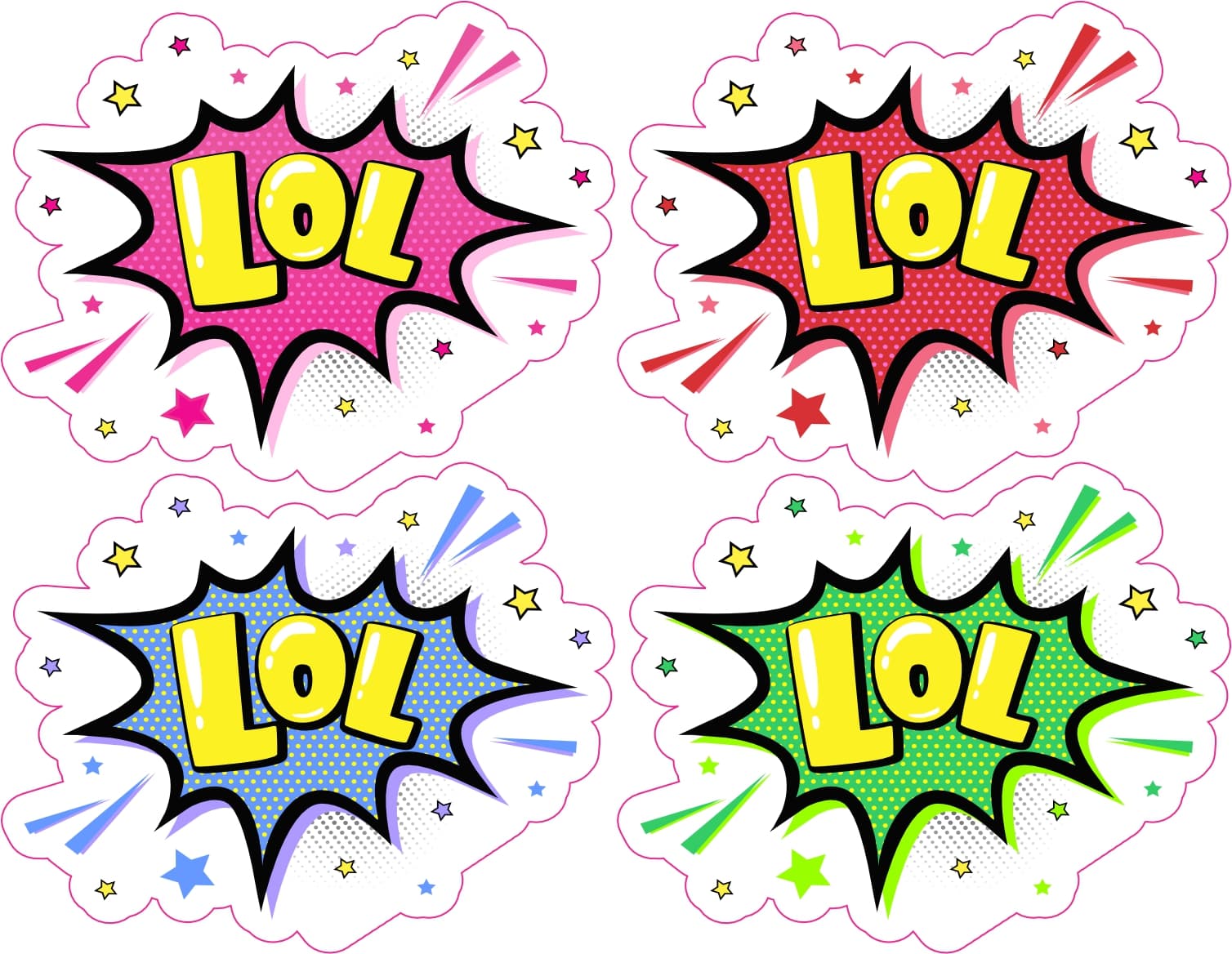 StickerTalk LOL Comic Pop Art Stickers, 2.5 inches by 2 inches