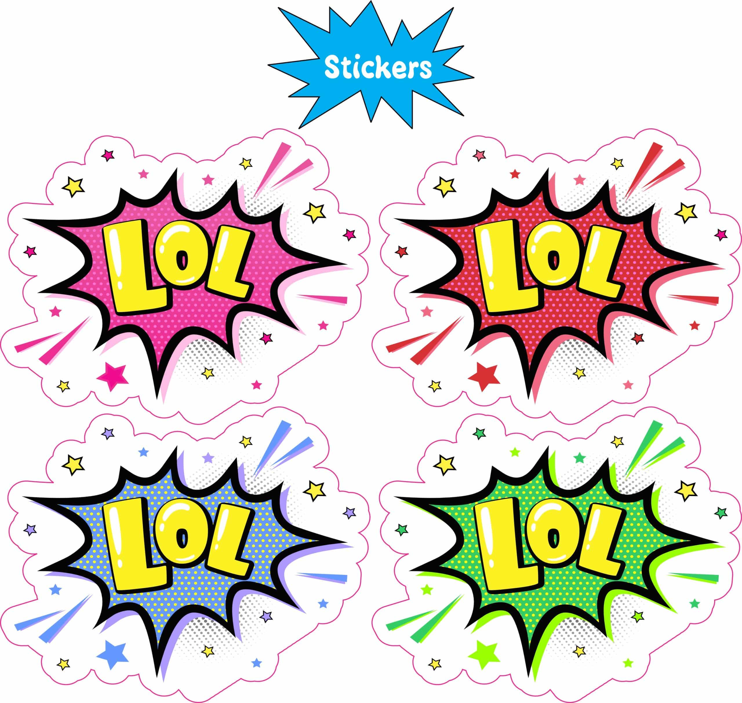 StickerTalk LOL Comic Pop Art Stickers, 2.5 inches by 2 inches