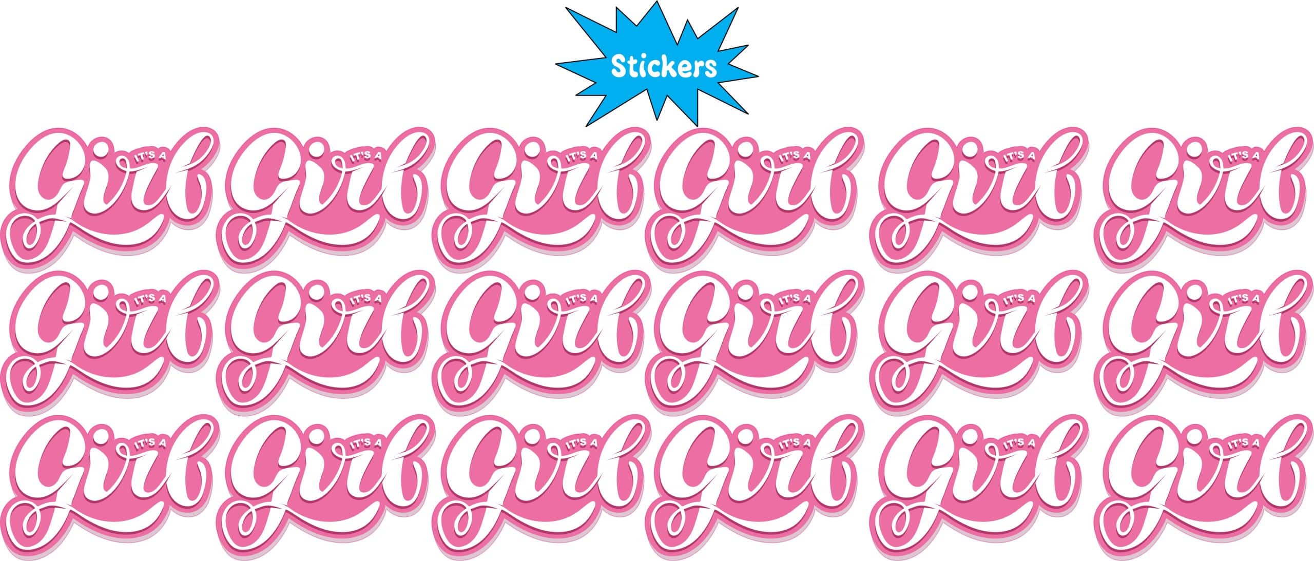 StickerTalk It's a Girl Sticker, 1.5 inches by 1 inches