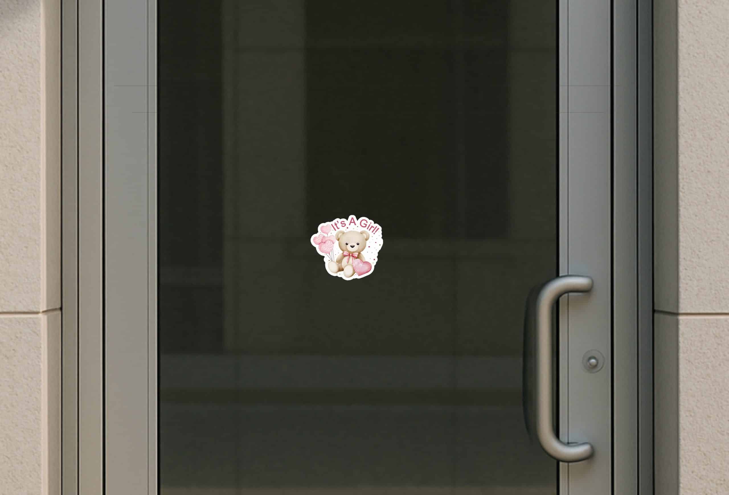 StickerTalk It's A Girl Teddy Bear Sticker, 5 inches by 4.5 inches