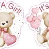 StickerTalk It's A Girl Teddy Bear Sticker, 2.5 inches by 2.5 inches