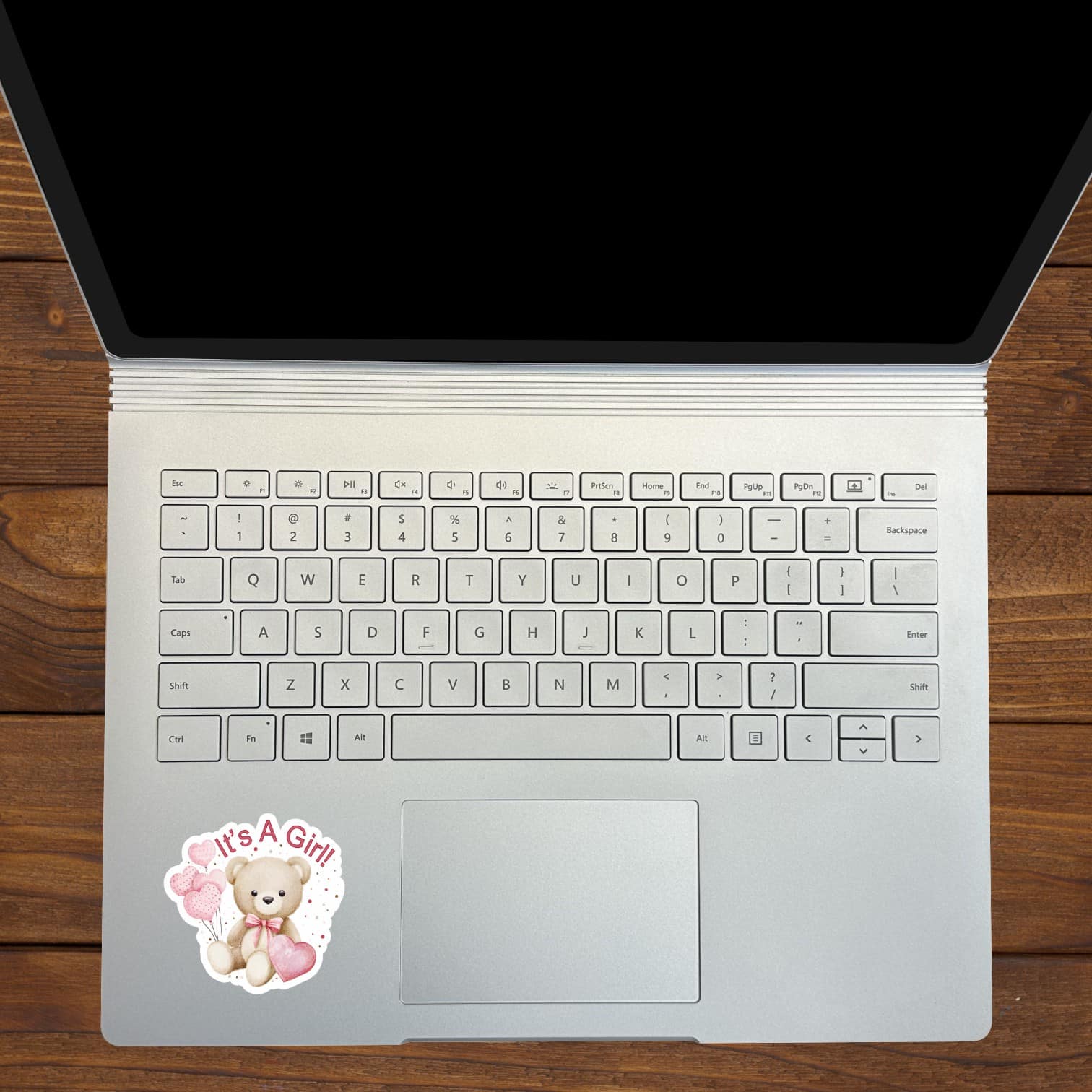 StickerTalk It's A Girl Teddy Bear Sticker, 2.5 inches by 2.5 inches