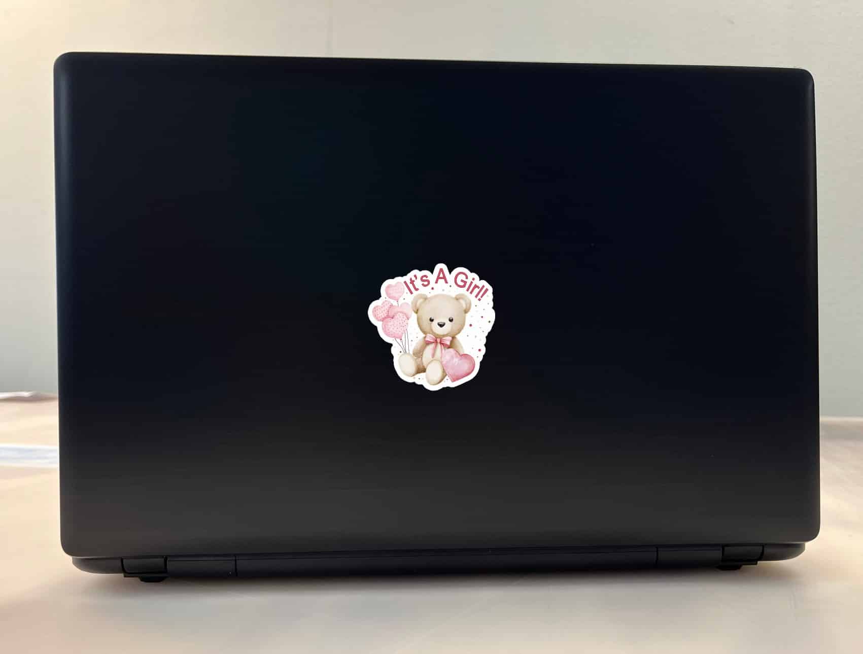 StickerTalk It's A Girl Teddy Bear Sticker, 2.5 inches by 2.5 inches