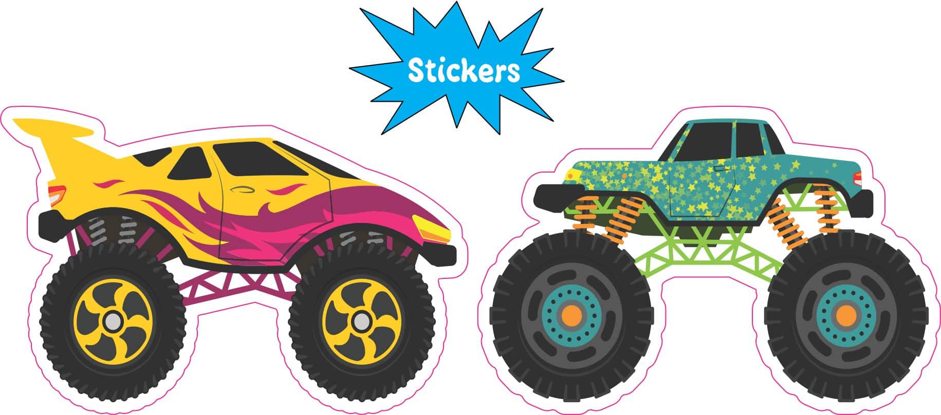 StickerTalk Monster Truck Stickers, 3 inches by 2 inches