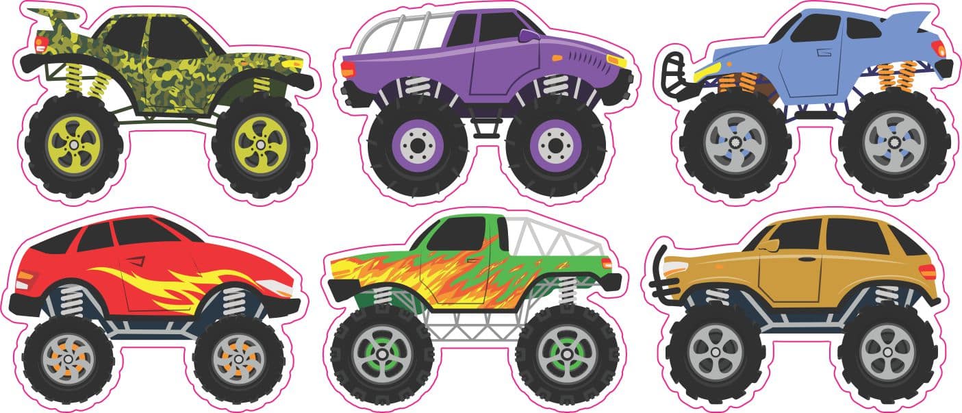 StickerTalk Monster Truck Stickers, 1.5 Inches by 1 Inch each