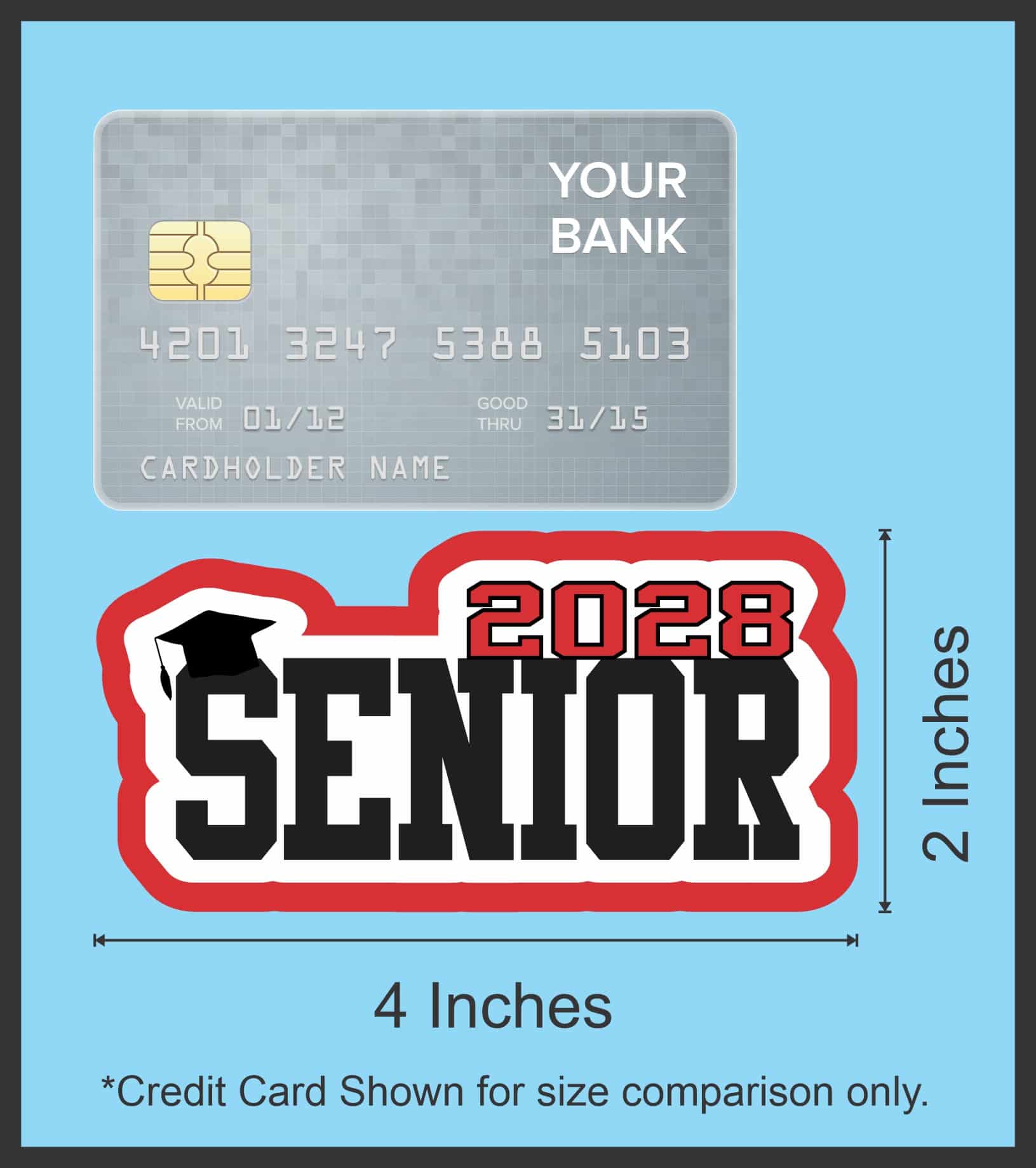StickerTalk 2028 Senior Graduation Sticker, 4 inches by 2 inches