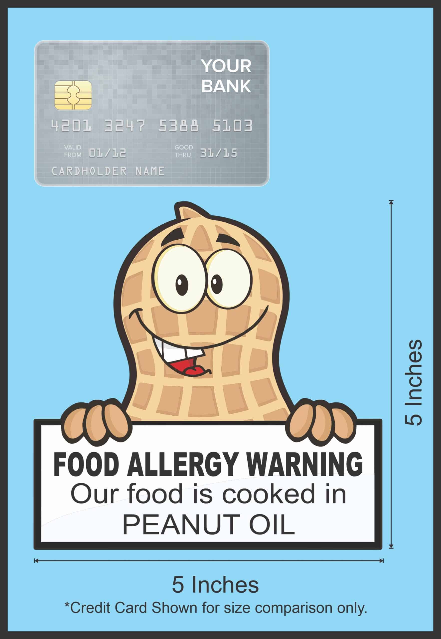 StickerTalk Food Allergy Warning Peanut Oil Sticker, 5 inches by 5 inches