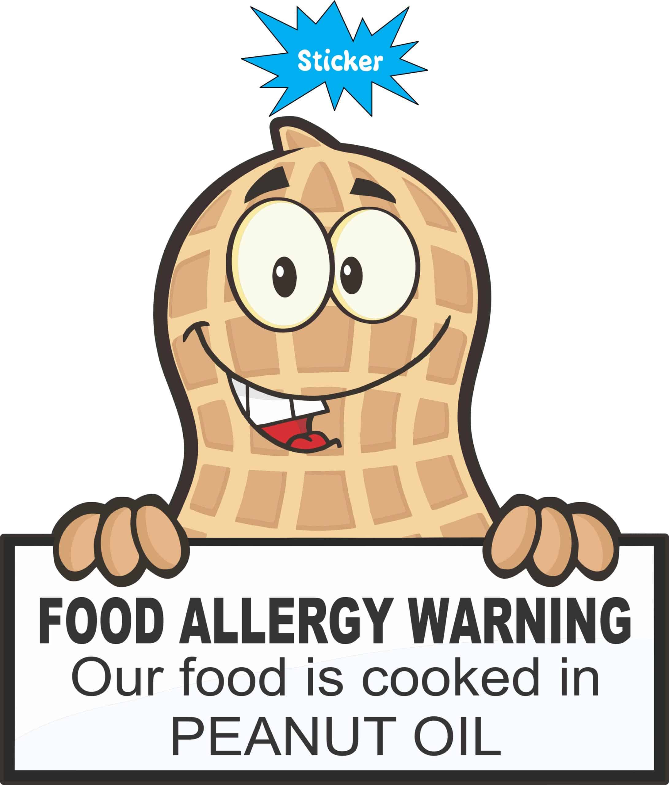 StickerTalk Food Allergy Warning Peanut Oil Sticker, 5 inches by 5 inches