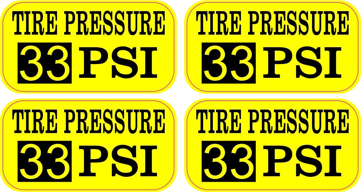 StickerTalk 33 PSI Tire Pressure Sticker, 2 inches by 1 inches