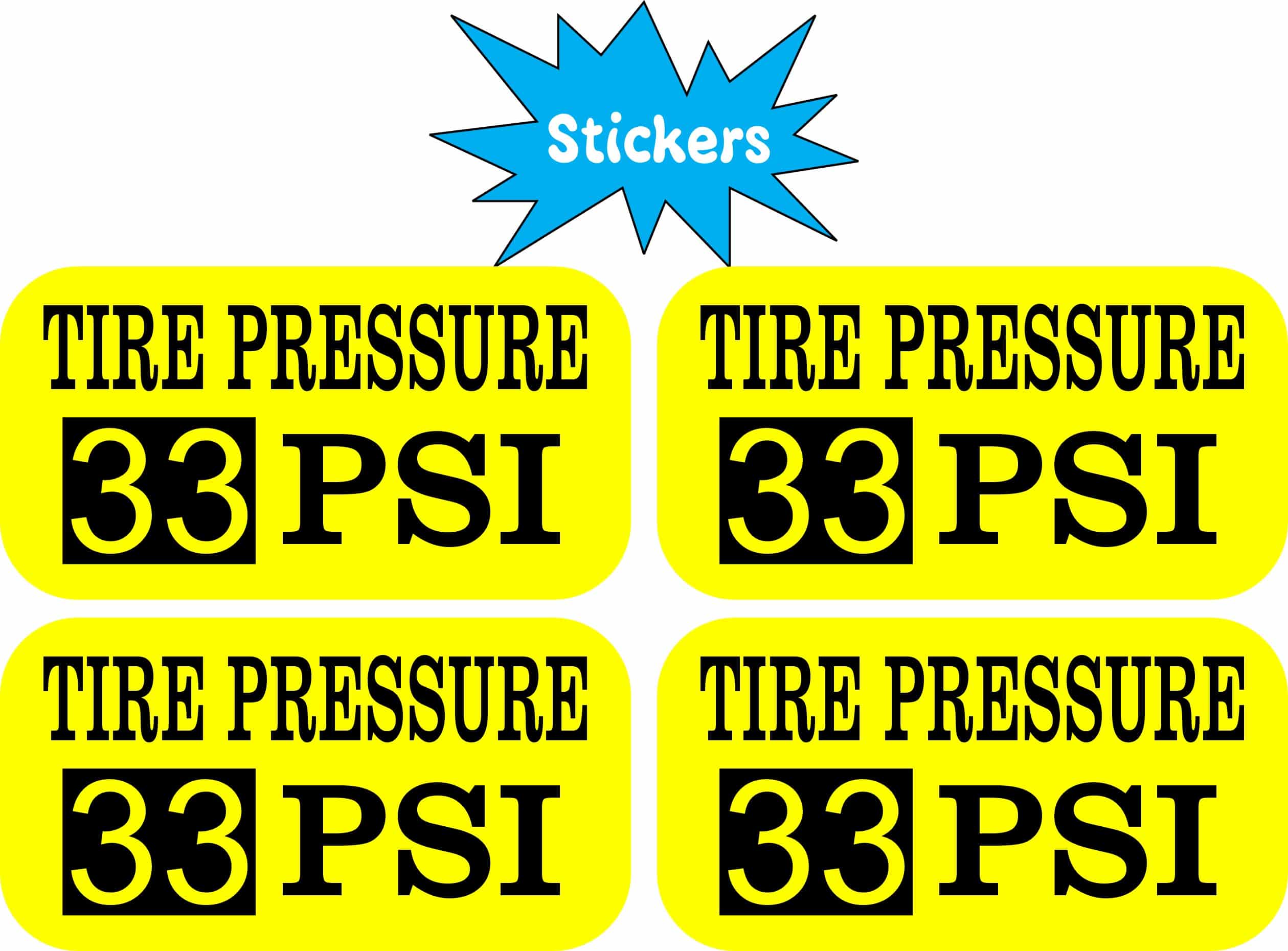 StickerTalk 33 PSI Tire Pressure Sticker, 2 inches by 1 inches