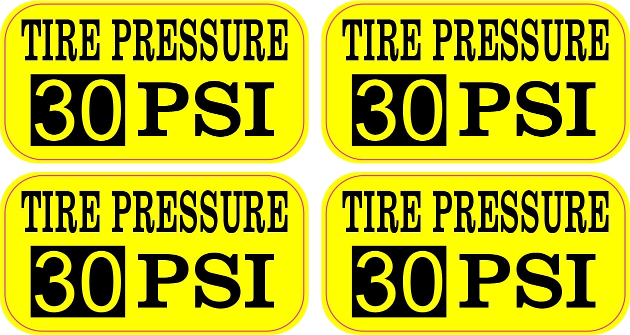 StickerTalk Tire Pressure 30 PSI Sticker, 2 inches by 1 inches