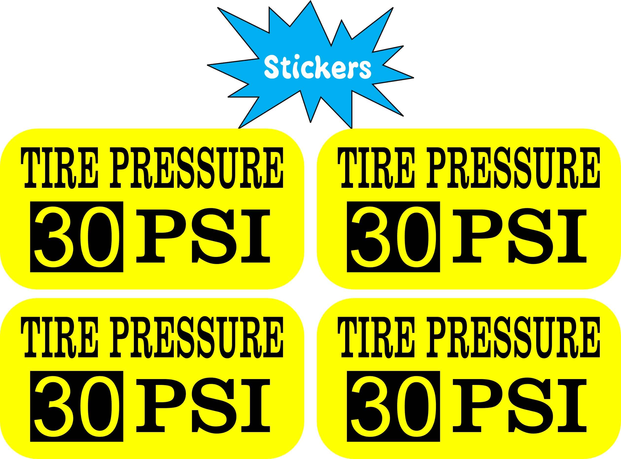 StickerTalk Tire Pressure 30 PSI Sticker, 2 inches by 1 inches