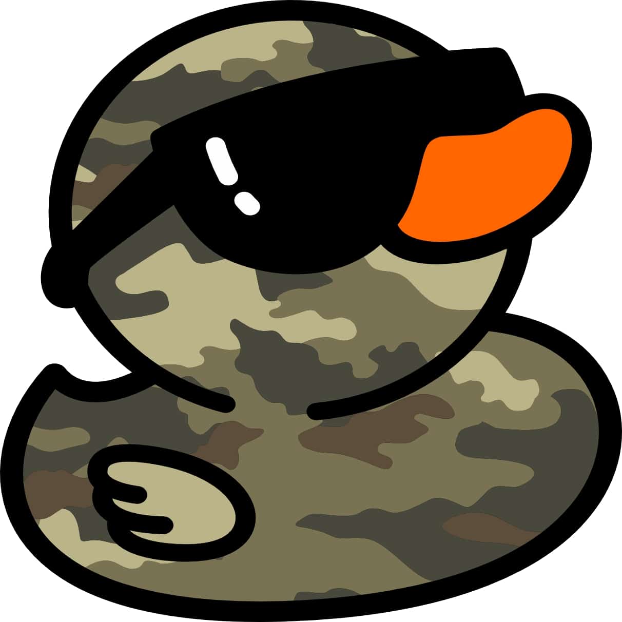 StickerTalk Camo Rubber Duck Sticker, 4 inches by 4 inches