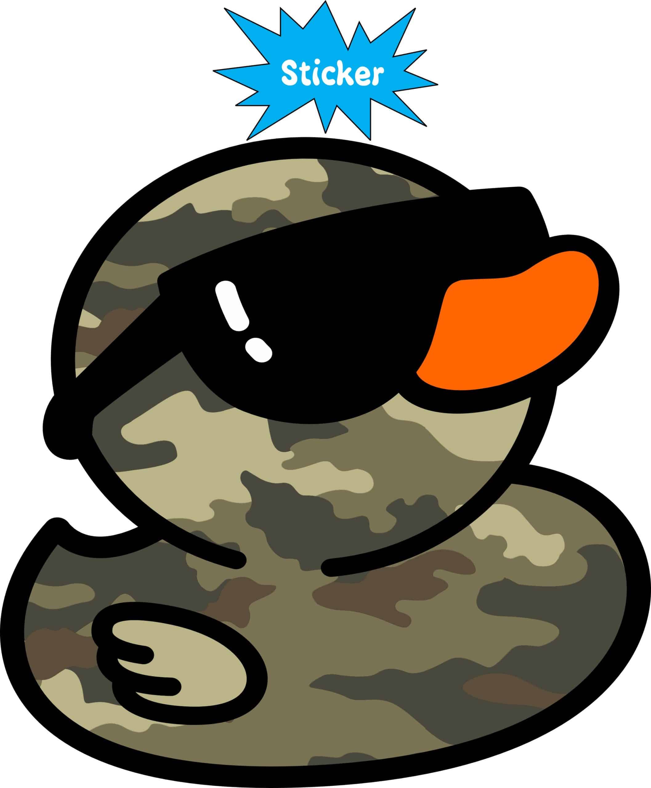 StickerTalk Camo Rubber Duck Sticker, 4 inches by 4 inches