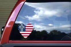 StickerTalk American Flag Heart Cross Sticker, 6 inches by 6 inches