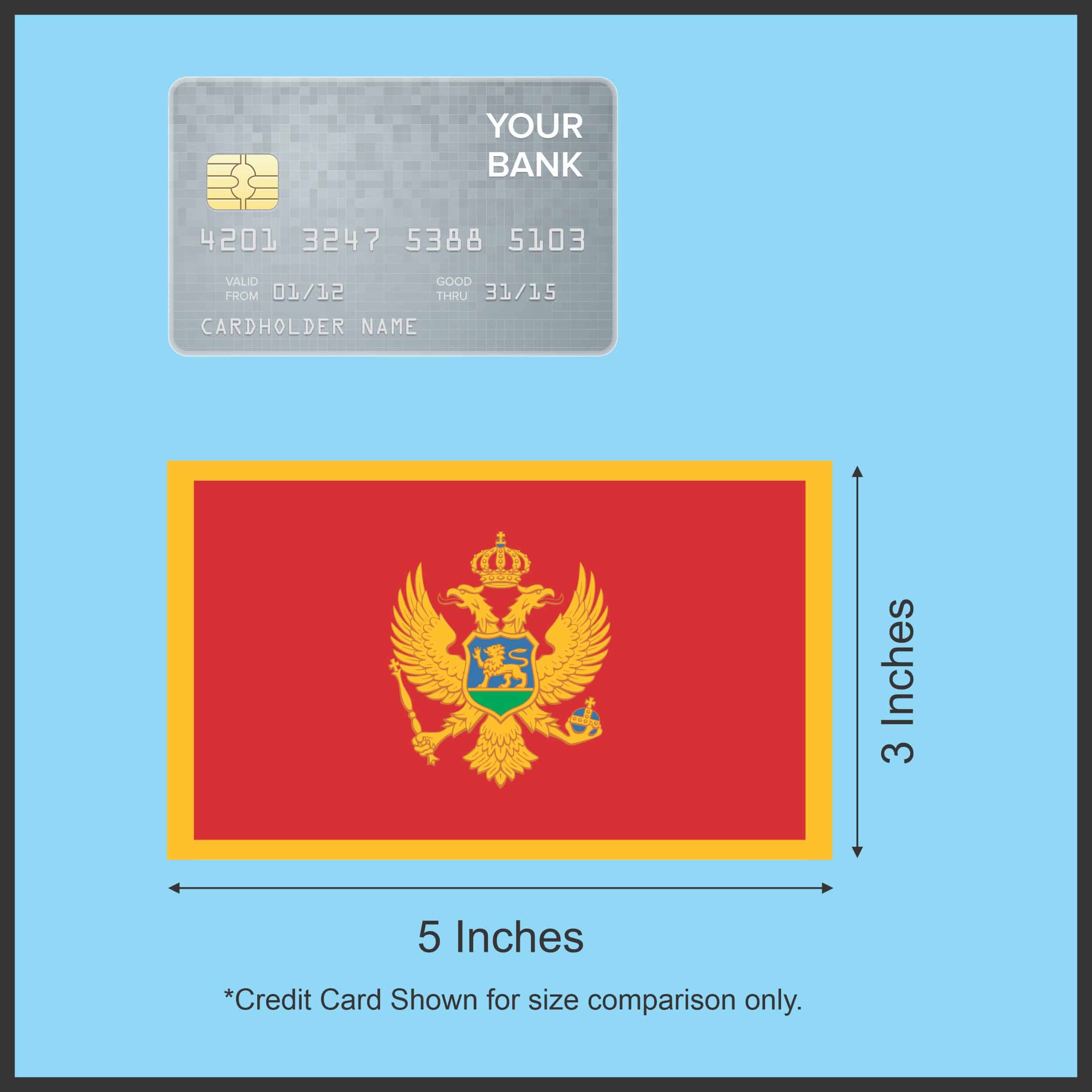 StickerTalk Montenegro Flag Sticker, 5 inches by 3 inches